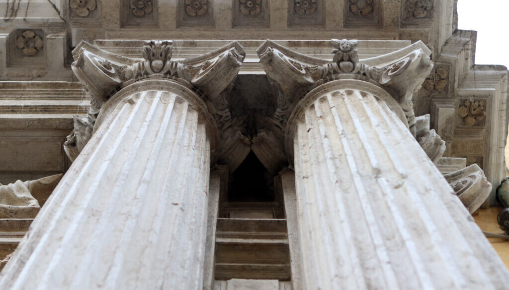 Beautiful shot of the pillars in the church of Santa Maria del Giglio in Venice, Italy