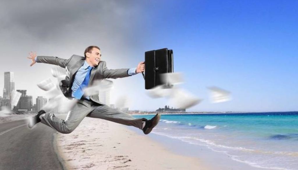 25065725 - image of businessman running away from office work