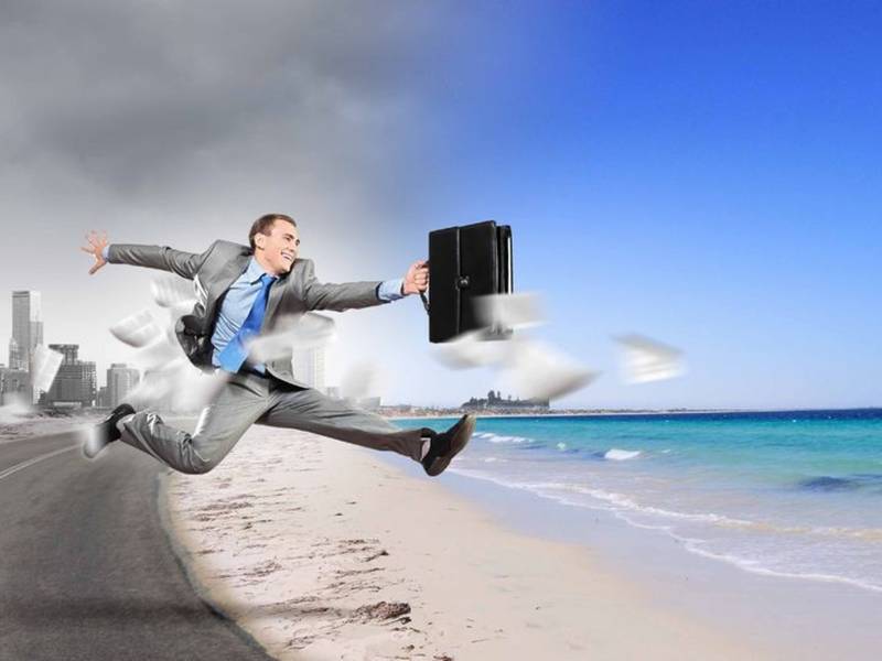 25065725 - image of businessman running away from office work